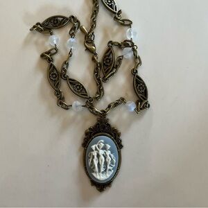 Wedgwood Blue Style Three Muses Cameo Necklace